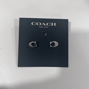 Coach Silver C Logo Earrings